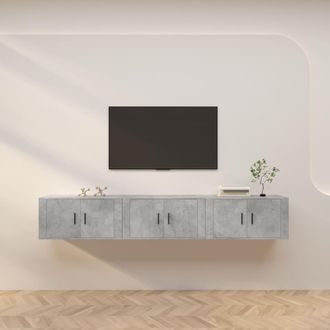 vidaXL Muebles Para Tv De Pared 3 Uds Gris Hormig&oacute;n 80x34,5x40 Cm Vidaxl