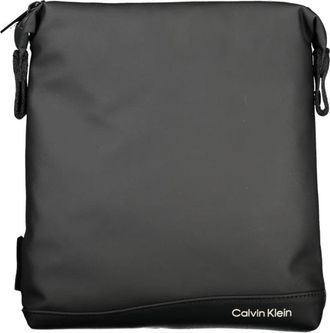 Calvin Klein Elegante zwarte schoudertas met contrastdetails - Heren - Schoudertassen - Zwart - ONE Size - Polyester - Tassen