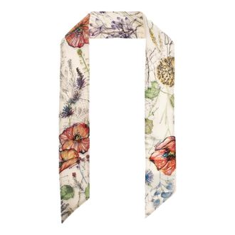 Alexander McQueen Accessoires, Dames, Beige, ONE Size, Zijden Sjaal met Bloemmotief