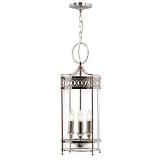 Netlighting Guildhall 3 Light Ceiling Lantern Pendant Polished Nickel E14 in Grey
