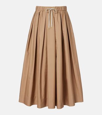 Max Mara Pineta pleated cotton poplin midi skirt