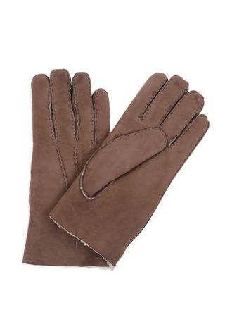 Eleventy leather shearling gloves - Brown