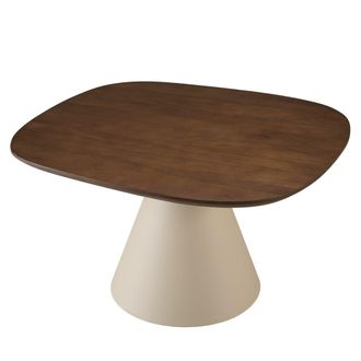 Macabane Mesa de centro de 80 x 75 cm con tablero de mango y patas color marfil