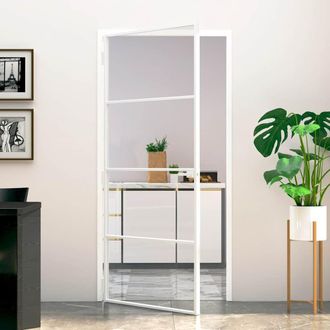 vidaXL Vidaxl - Puerta De Interior Vidrio Templado Y Aluminio Blanco 93x201,5cm