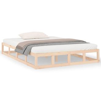 Berkfield Home Bed Frame 200x200 cm Solid Wood in Light Tan