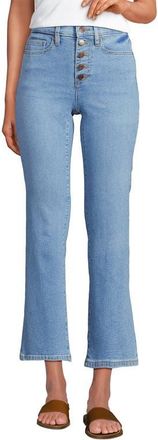 Lands End High Rise Denim Button Front Kick Flare Crop Jeans in Mellow Indigo at Nordstrom, Size 18