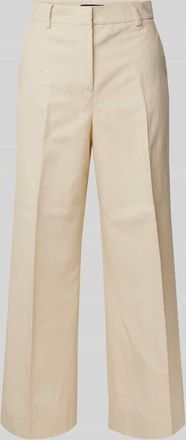 Max Mara Wide Leg Stoffhose aus Baumwoll-Leinen-Mix Modell ZIRCONE in Sand, Größe 38