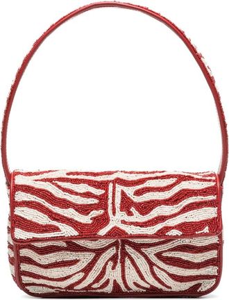 Staud Staud, Tassen, Dames, Rood, ONE Size, Zebra Print Kralen Foldover Schoudertas