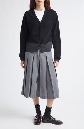 EENK Colorblock Wool V-Neck Cardigan in Black at Nordstrom, Size X-Small/small
