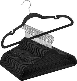 OEM Paquete De 50 Perchas Antideslizantes, Con Muescas Para Los Hombros, Barra Para Pantalones, Gancho Giratorio De 360&deg;, Ahorran Espacio, 0,6 Cm De Groso