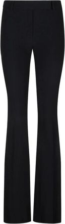Alexander McQueen Zwarte Bootcut Broek met Crepe Textuur - Dames - Wijde Broeken - Zwart - M - Leer - Broeken