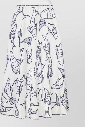 Farm Rio embroidered midi a-line skirt