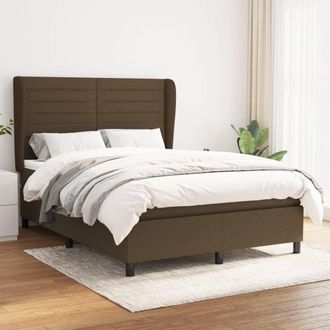 vidaXL Vidaxl - Cama Box Spring Con Colch&oacute;n Tela Marr&oacute;n Oscuro 140x200 Cm