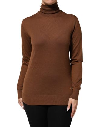 Dolce & Gabbana Brown Cashmere Turtle Neck Pullover Womens Sweater