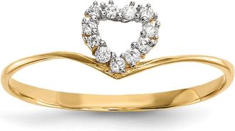 Diamond2Deal 14k Yellow Gold Cubic Zirconia Heart Ring