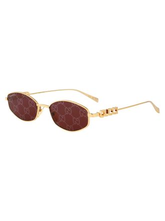 Gucci GG1802S Logo-Jacquard Metal Sunglasses - Gold