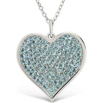 Sterling Forever 14k Gold Plated Cubic Zirconia Heart Pendant Necklace in Silver at Nordstrom