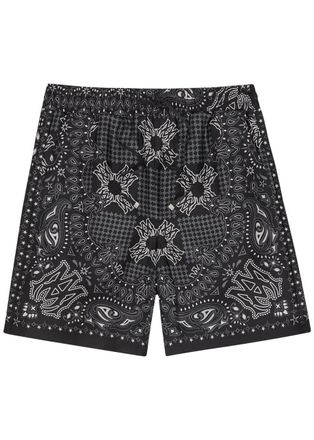 Amiri Checked Silk Shorts - Black - XL