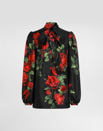 Dolce & Gabbana Rose-print Silk Shirt - Woman Shirts And Tops Multicolor 36