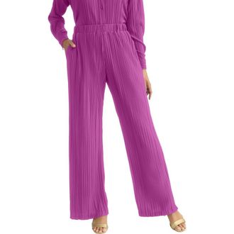 Jessica London Plisse Wide-Leg Trouser in Deep Orchid at Nordstrom, Size 18