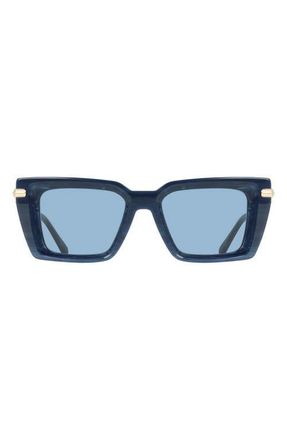 Ferragamo 52mm Rectangular Sunglasses in Blue Horn at Nordstrom