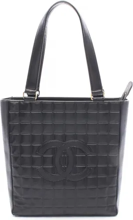 Chanel Black Leather Handbag Tote Bag (Pre-Owned)