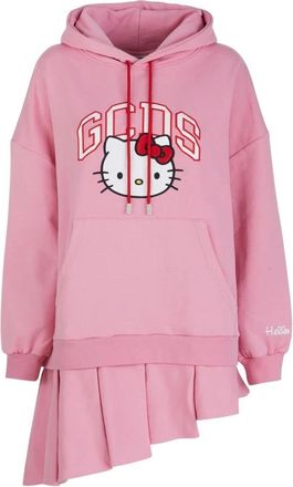 GCDS Logo Lounge Sweat Dress - Dames - Korte kleedjes - Roze - 2XS - Katoen - Kleedjes