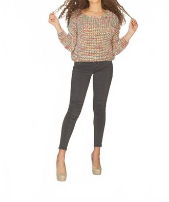 Papillon Multicolor Fuzzy Sweater In Khaki