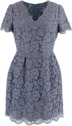 Valentino Garavani Valentino Steel Blue Floral Lace Dress Size M