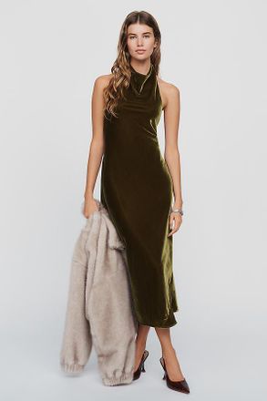Anthropologie Maeve Jamie Velvet Midi Slip Dress