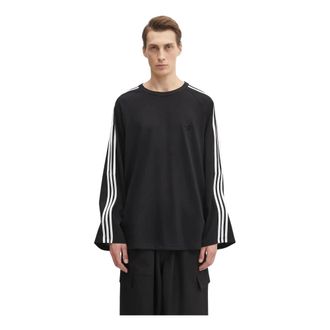 Yohji Yamamoto Long Sleeve Tee 3-Stripes - Heren - Tops - Zwart - Maat: XS Katoen
