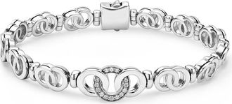 Lagos Signature Caviar Interlocking Diamond Taper Link Bracelet in Silver at Nordstrom, Size 7
