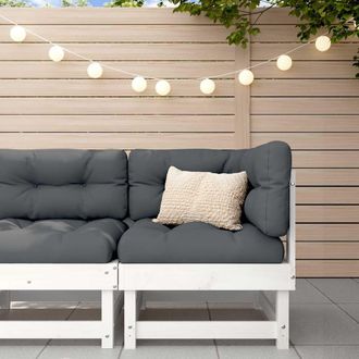 vidaXL Sof&aacute; Esquinero Con Cojines Madera Maciza De Pino Blanco Vidaxl