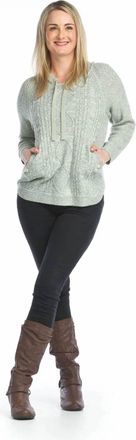 Papillon Cable Knit Hooded Sweater With Pockets In Sea Foam