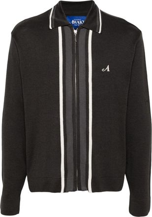 Awake NY striped jersey cardigan - men - Cotton/Acrylic - L - Grey