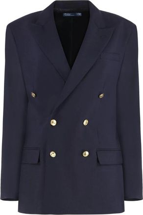 Polo Ralph Lauren Double-Breasted Blazer - Dames - Blazers - Blauw - S - Leer - Jassen