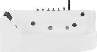 Beliani Ba&ntilde;era De Hidromasaje De Acr&iacute;lico Sanitario Blanco Frontal Transparente Con Led 170 X 85 Cm Con Reposacabezas Estilo Moderno Acuario