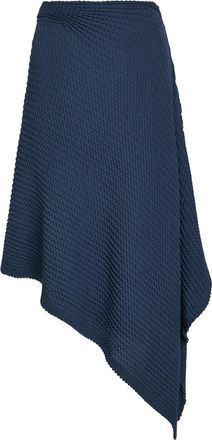Victoria Beckham Draped Seersucker Fine-knit Midi Skirt - Navy - S (UK8-10 / S)