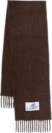 Marni Maroon Frange Alpaca-Blend Scarf