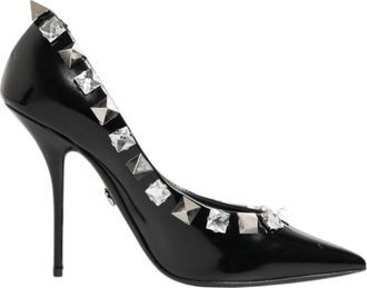 Dolce & Gabbana Black Crystals Studs Stiletto Pumps Womens Shoes