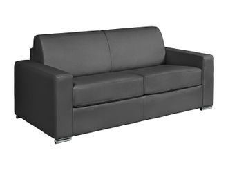 Vente-Unique Sof&aacute; cama de 3 plazas de cuero de b&uacute;falo gris - Cama de 140 cm - Colch&oacute;n de 22 cm - CALITO