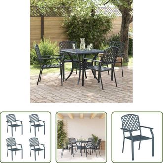 vidaXL Poltrona da giardino - Sedia da Giardino 4 pcs Antracite 56 x 65 x 89 cm Acciaio
