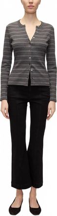 Veronica Beard Carson High Rise Ankle Flare Pants In Onyx