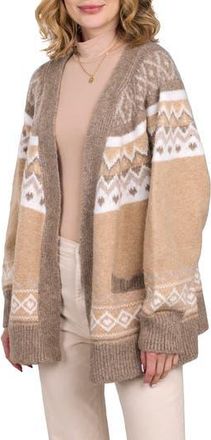 Saachi Cozy Fair Isle Cardigan in Brown at Nordstrom Rack