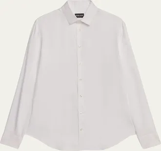 Giorgio Armani Mens Solid Tencel Sport Shirt