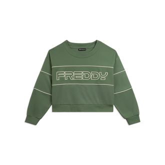 Freddy Felpa Comfort fit Cropped con Maxi Logo Ricamato