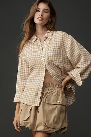 Maeve Shrunken Bennet 100% Linen Buttondown Shirt