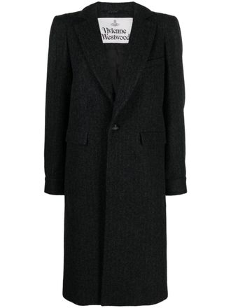 Vivienne Westwood Alien Teddy single-breasted coat - women - Polyamide/Virgin Wool/Cashmere/Viscose/Acetate/Polyester/Cotton - 40 - Black