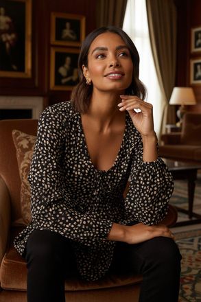 Roman Printed Snit Jersey Top