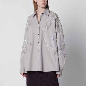 Dries Van Noten Grey shirt with sequin embroidery
